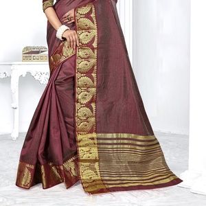 Burgundy Silk Saree